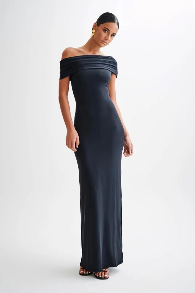 Dresses Women Meshki Cassandra Off Shoulder Slinky Maxi Dress 8211 Black