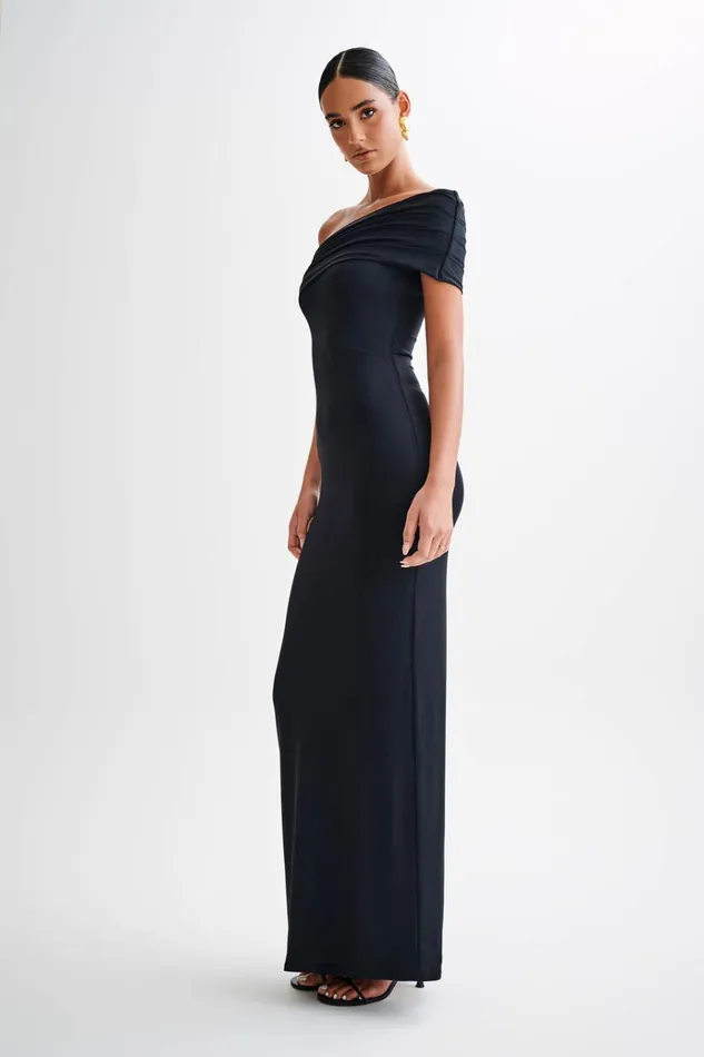 Dresses Women Meshki Cassandra Off Shoulder Slinky Maxi Dress 8211 Black
