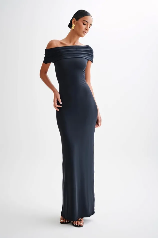 Dresses Women Meshki Cassandra Off Shoulder Slinky Maxi Dress 8211 Black