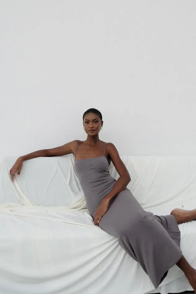 Dresses Women Meshki Cassie Modal Fishtail Maxi Dress 8211 Slate Grey