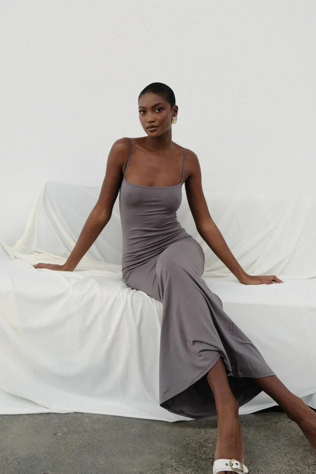 Dresses Women Meshki Cassie Modal Fishtail Maxi Dress 8211 Slate Grey