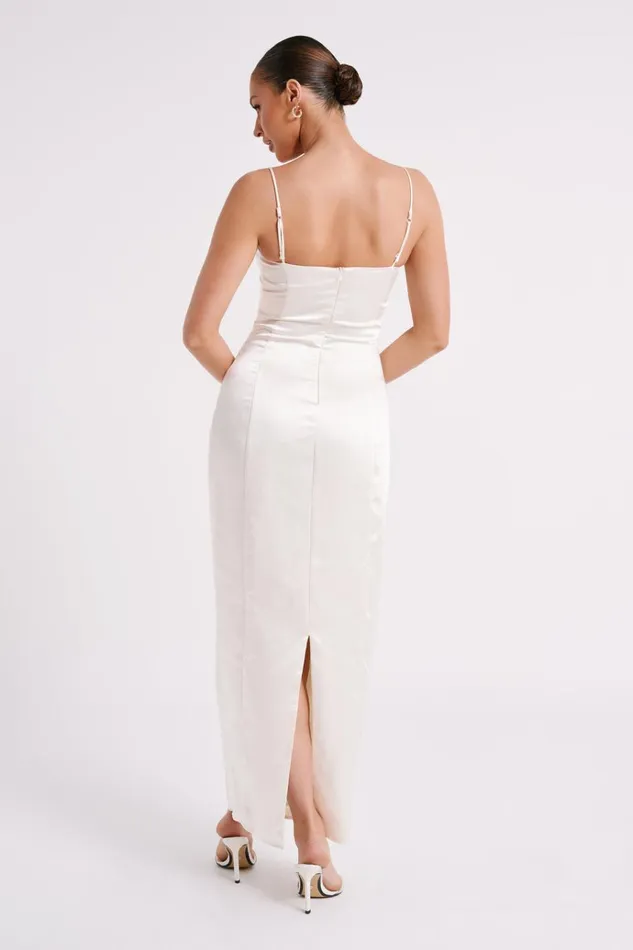 Dresses Women Meshki Chrisley Satin Maxi Dress With Split 8211 Ivory
