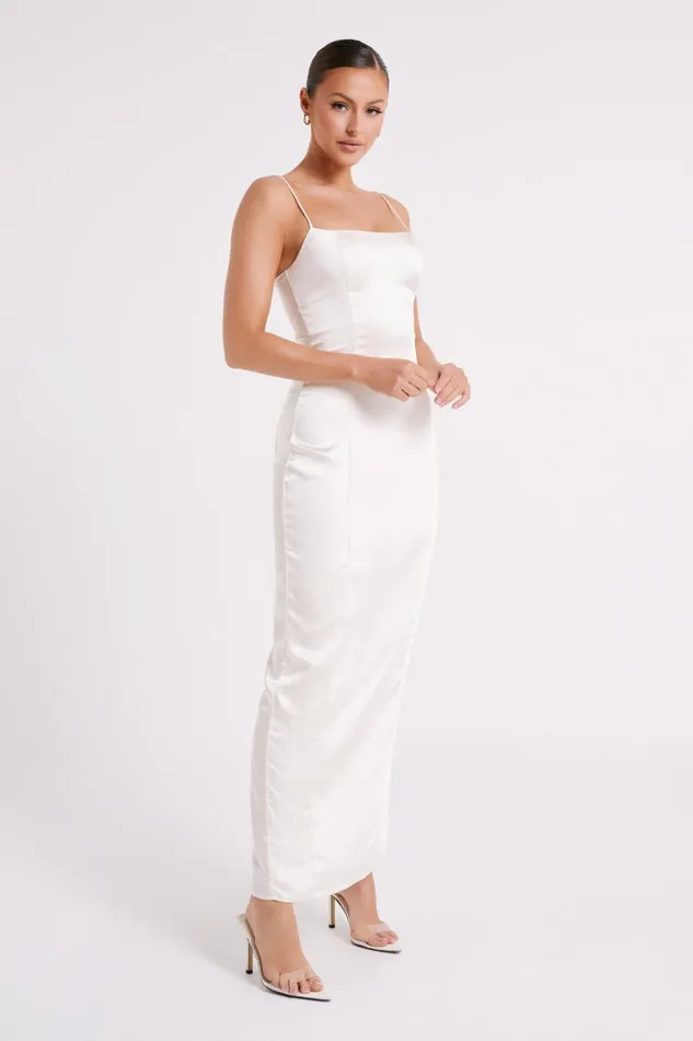 Dresses Women Meshki Chrisley Satin Maxi Dress With Split 8211 Ivory