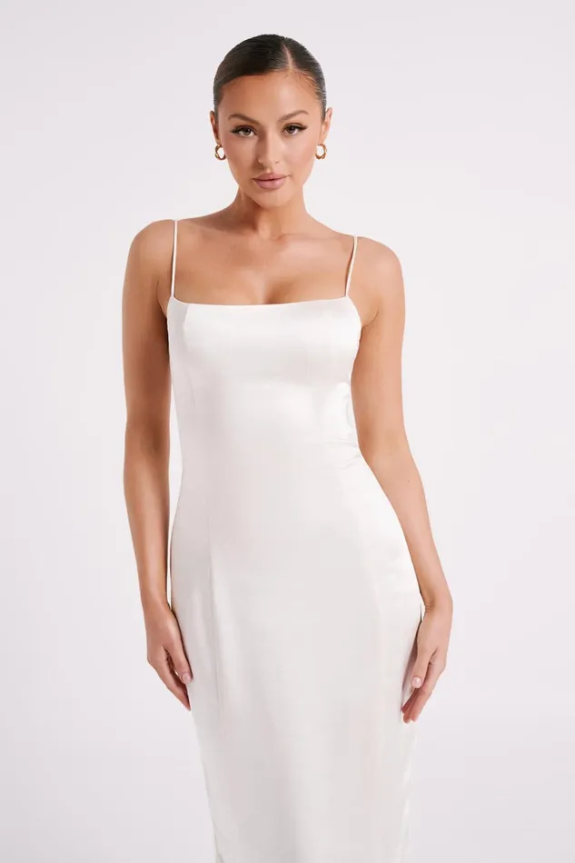 Dresses Women Meshki Chrisley Satin Maxi Dress With Split 8211 Ivory