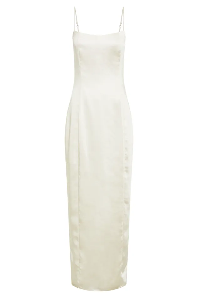 Dresses Women Meshki Chrisley Satin Maxi Dress With Split 8211 Ivory