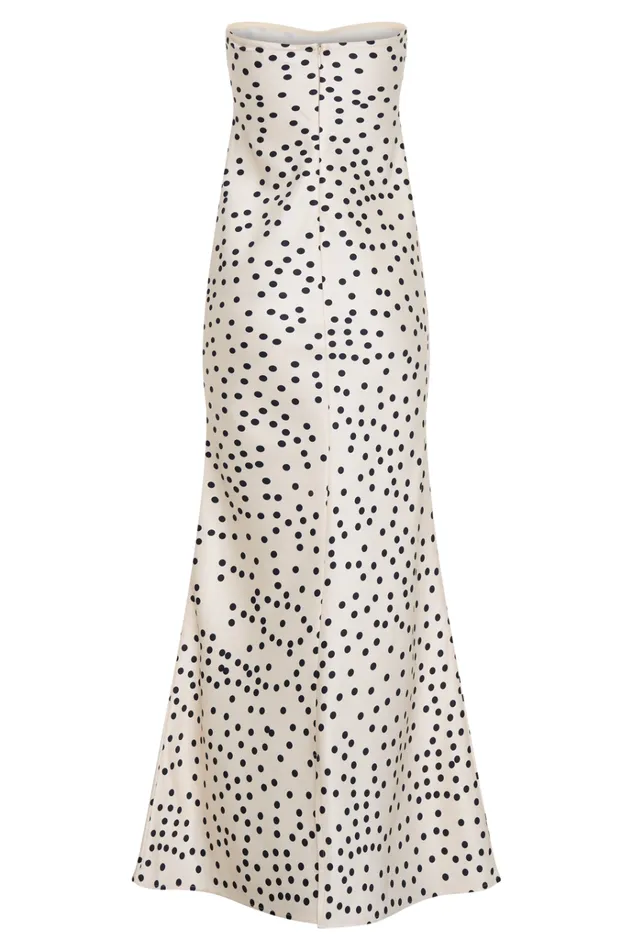 Dresses Women Meshki Claudette Strapless Satin Maxi Dress 8211 Polka Dot Print
