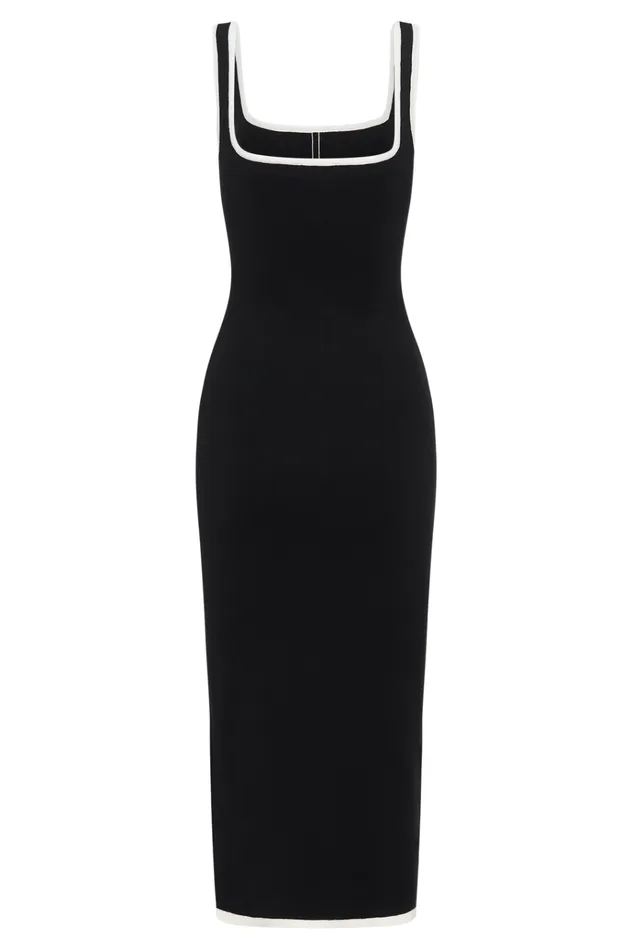 Dresses Women Meshki Eimear Contrast Knit Midi Dress 8211 BlackWhite