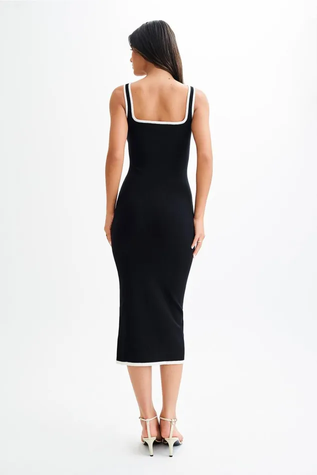 Dresses Women Meshki Eimear Contrast Knit Midi Dress 8211 BlackWhite