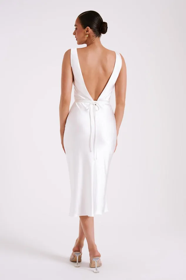 Dresses Women Meshki Elouise Tie Around Satin Midi Dress 8211 Ivory