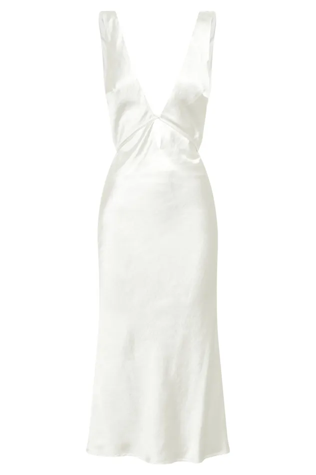 Dresses Women Meshki Elouise Tie Around Satin Midi Dress 8211 Ivory
