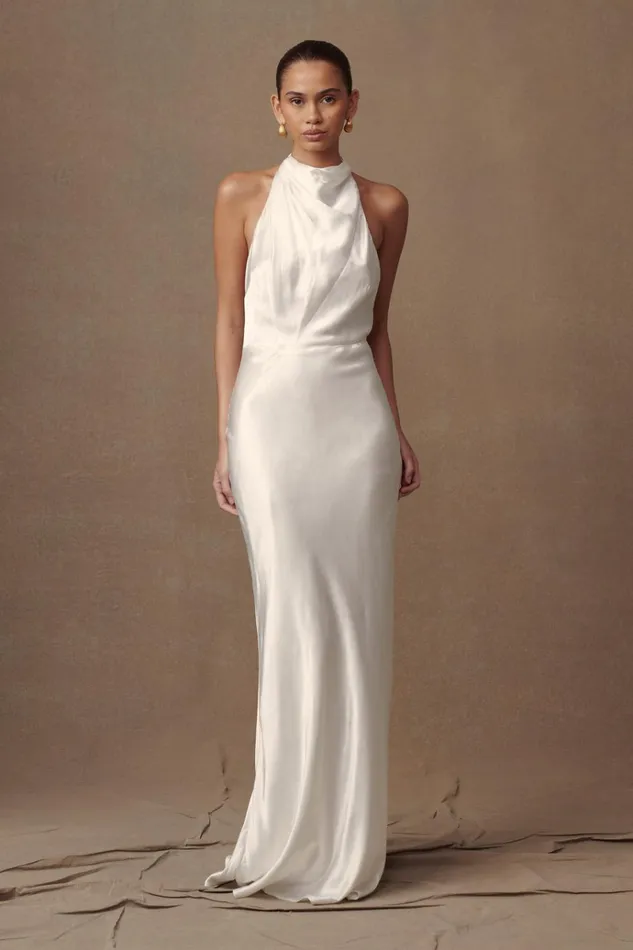 Dresses Women Meshki Esther Iridescent Satin Cowl Maxi Dress 8211 Ivory