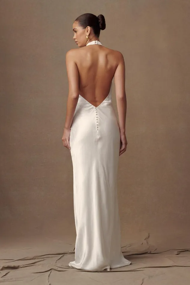 Dresses Women Meshki Esther Iridescent Satin Cowl Maxi Dress 8211 Ivory