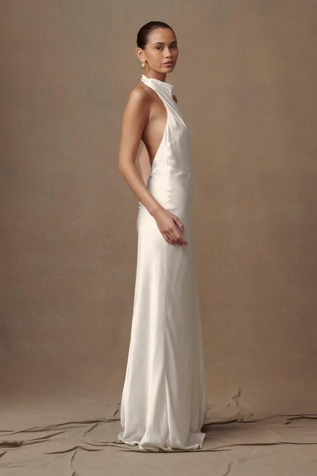 Dresses Women Meshki Esther Iridescent Satin Cowl Maxi Dress 8211 Ivory