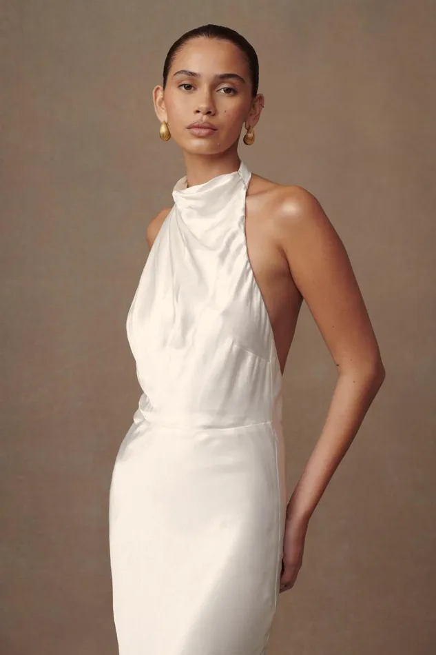 Dresses Women Meshki Esther Iridescent Satin Cowl Maxi Dress 8211 Ivory