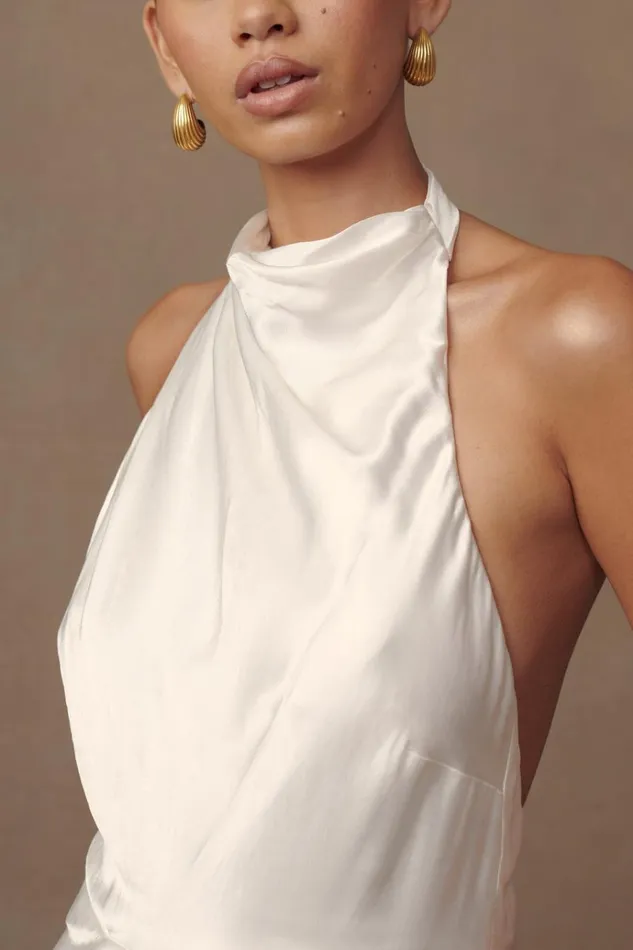 Dresses Women Meshki Esther Iridescent Satin Cowl Maxi Dress 8211 Ivory
