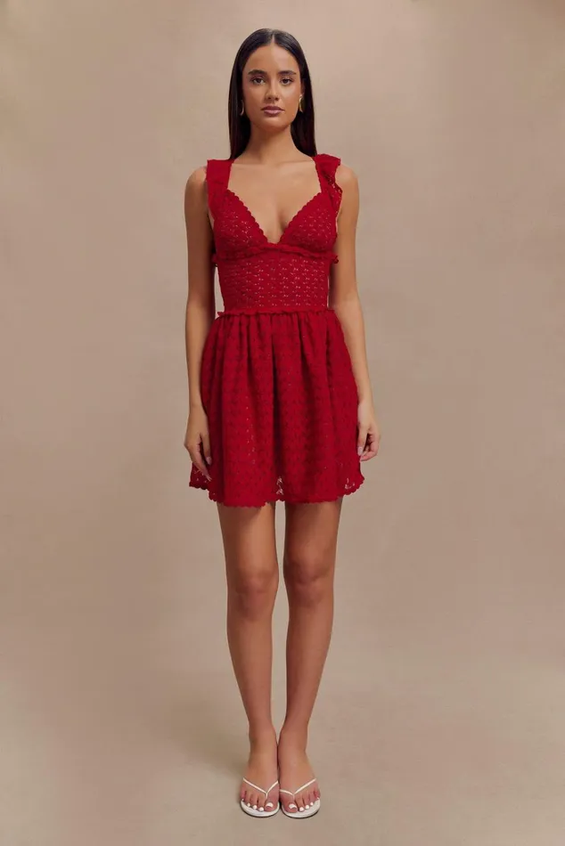 Dresses Women Meshki Ezra Lace Mini Dress 8211 Deep Red