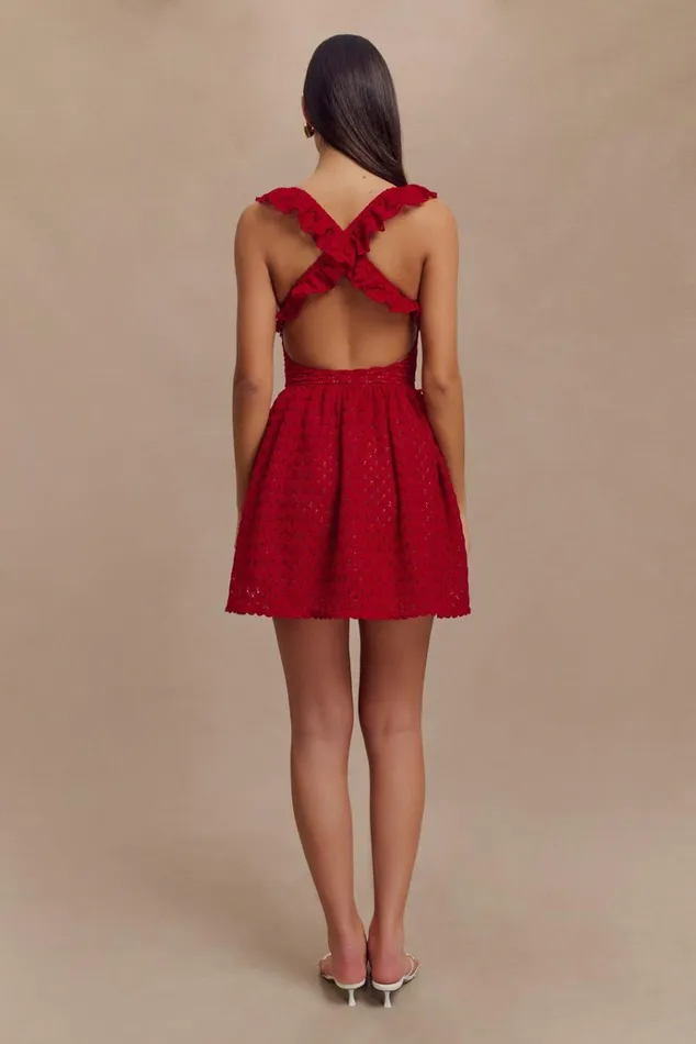 Dresses Women Meshki Ezra Lace Mini Dress 8211 Deep Red
