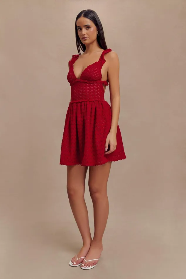 Dresses Women Meshki Ezra Lace Mini Dress 8211 Deep Red