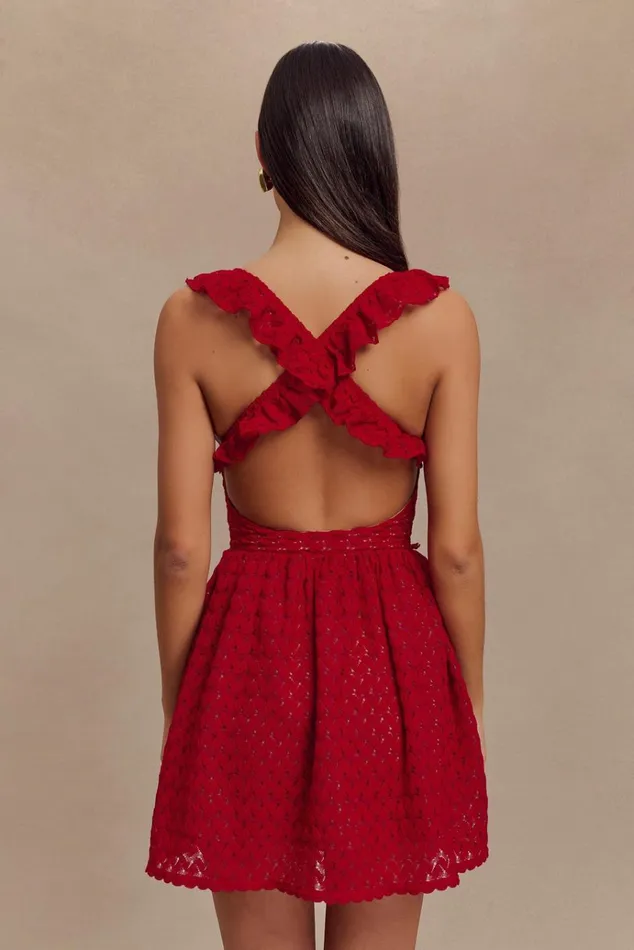 Dresses Women Meshki Ezra Lace Mini Dress 8211 Deep Red