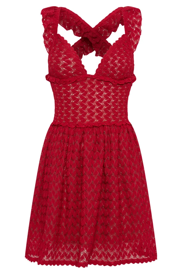 Dresses Women Meshki Ezra Lace Mini Dress 8211 Deep Red