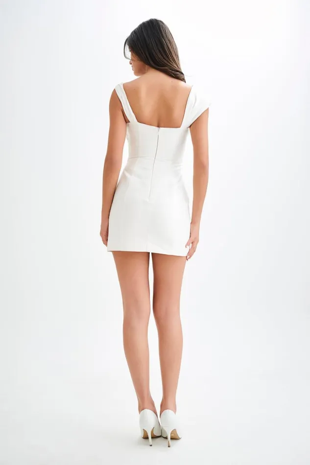 Dresses Women Meshki Farrah Structured Draped Mini Dress 8211 White