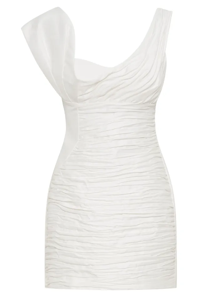 Dresses Women Meshki Farrah Structured Draped Mini Dress 8211 White