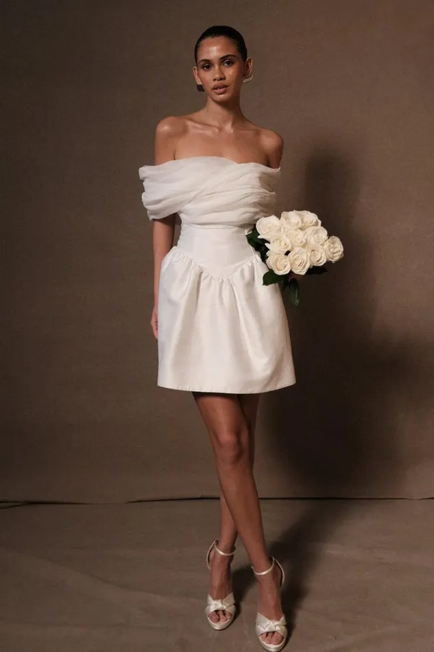 Dresses Women Meshki Farrah Structured Draped Mini Dress 8211 White