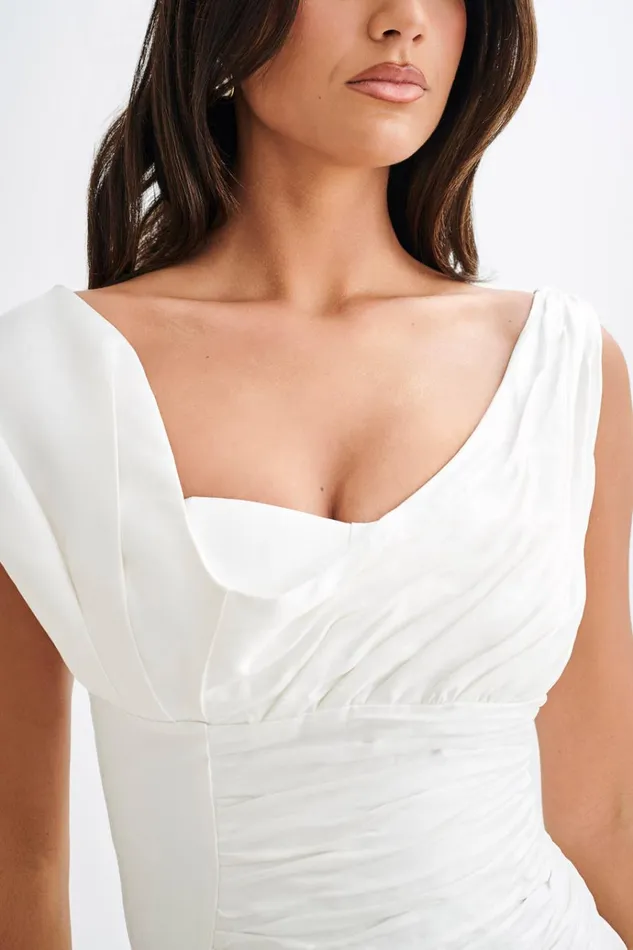 Dresses Women Meshki Farrah Structured Draped Mini Dress 8211 White