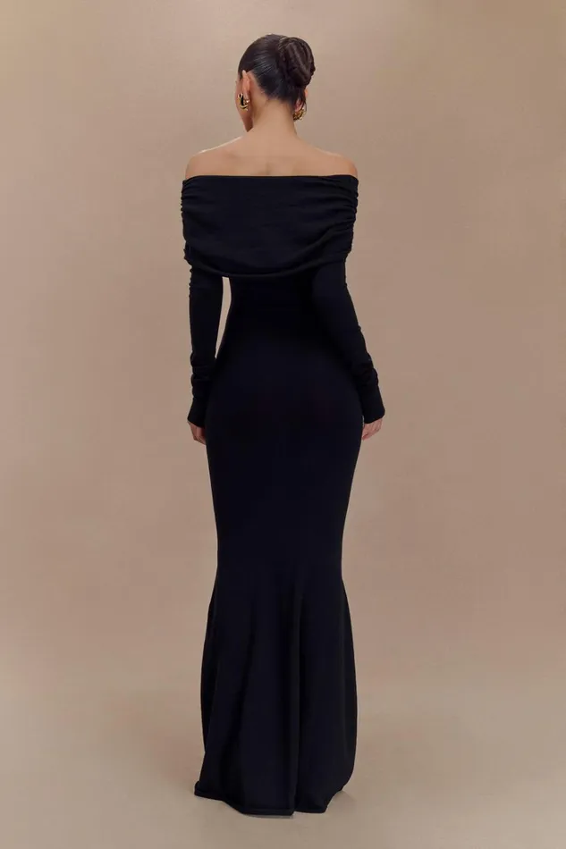 Dresses Women Meshki Georgiana Off Shoulder Knit Midi Dress 8211 Black