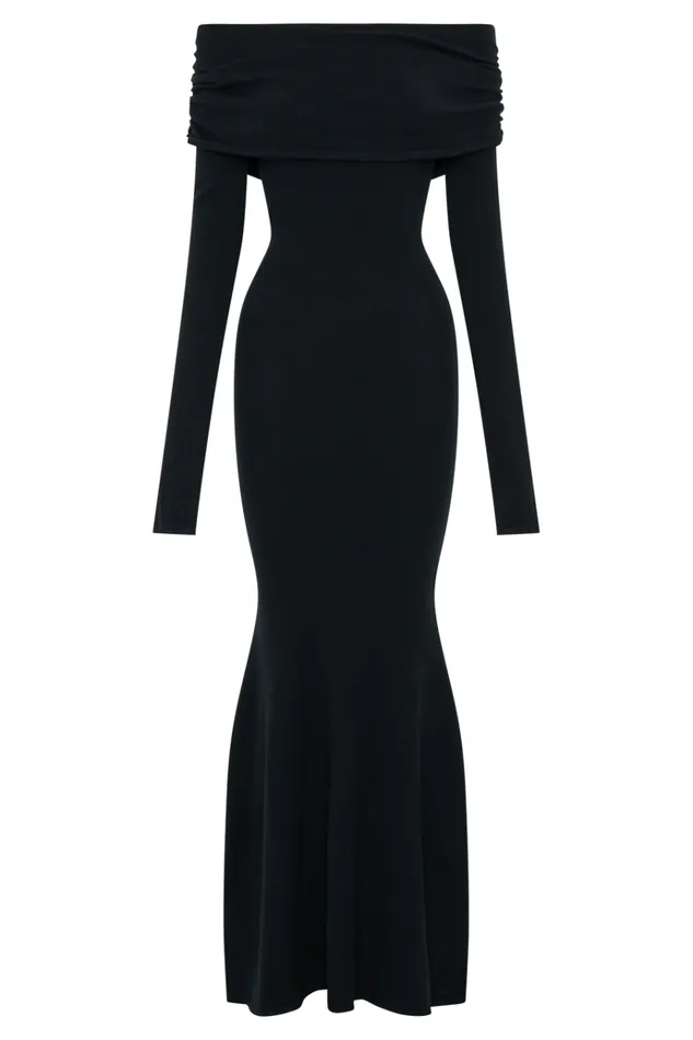 Dresses Women Meshki Georgiana Off Shoulder Knit Midi Dress 8211 Black