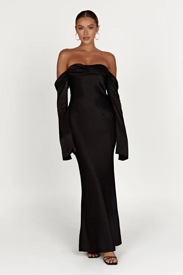 Dresses Women Meshki Giselle Off Shoulder Cowl Neck Maxi Dress 8211 Black