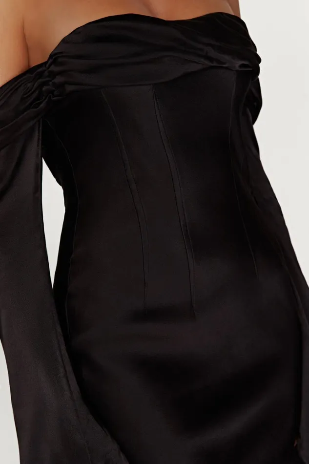 Dresses Women Meshki Giselle Off Shoulder Cowl Neck Maxi Dress 8211 Black