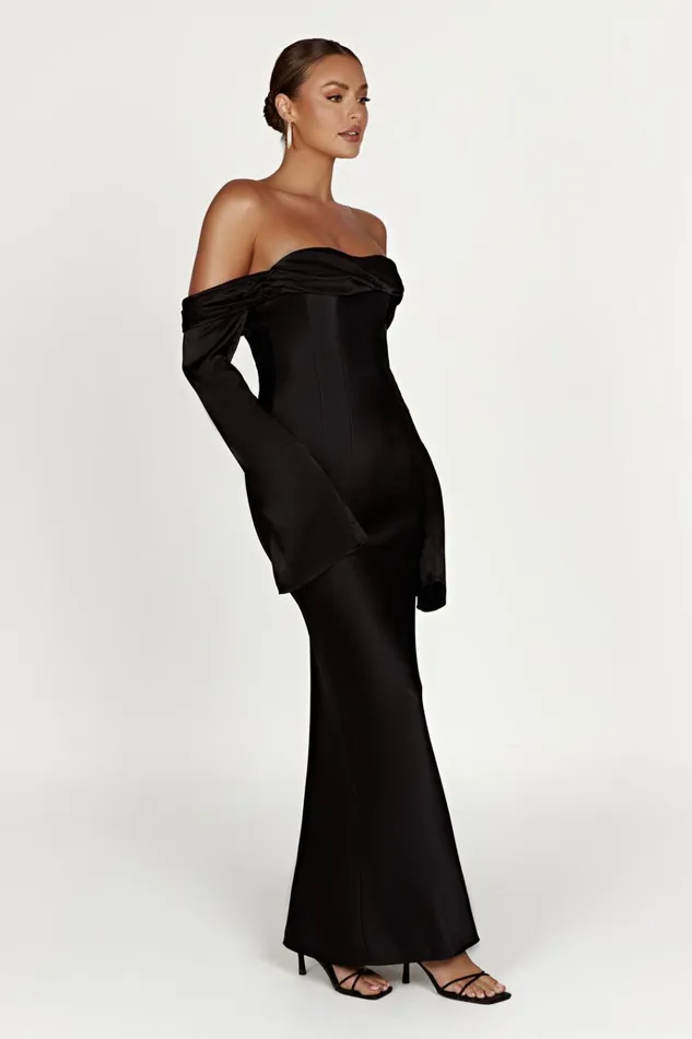 Dresses Women Meshki Giselle Off Shoulder Cowl Neck Maxi Dress 8211 Black