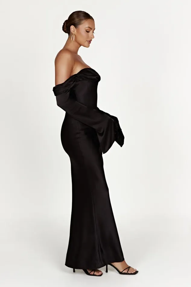 Dresses Women Meshki Giselle Off Shoulder Cowl Neck Maxi Dress 8211 Black