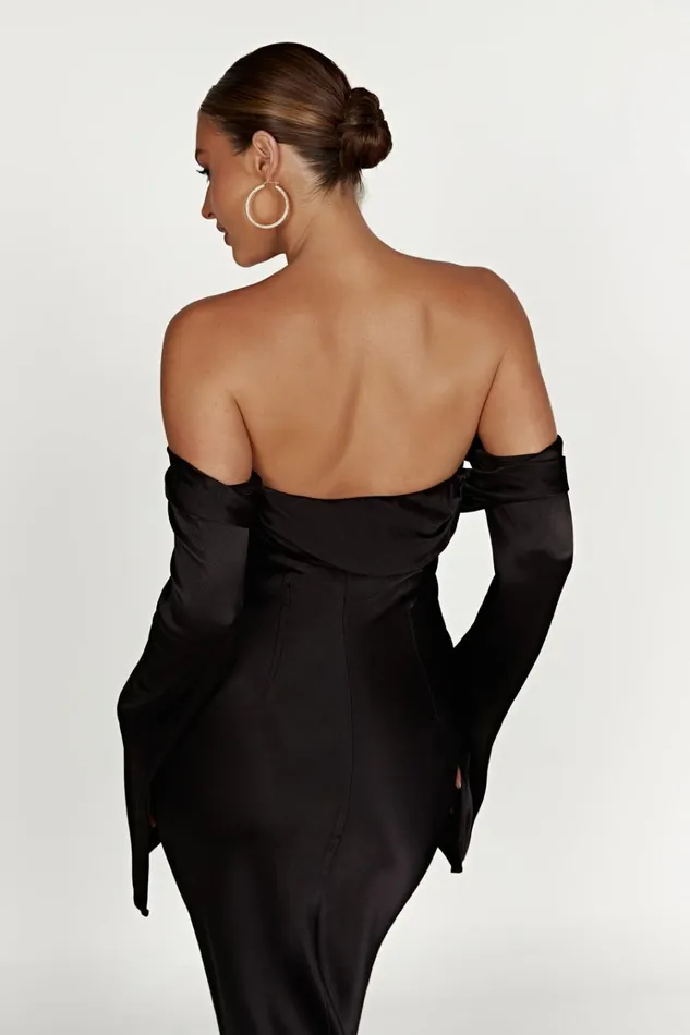 Dresses Women Meshki Giselle Off Shoulder Cowl Neck Maxi Dress 8211 Black