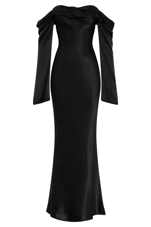 Dresses Women Meshki Giselle Off Shoulder Cowl Neck Maxi Dress 8211 Black
