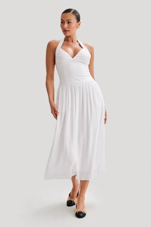 Dresses Women Meshki Harriette Halter Midi Dress 8211 White