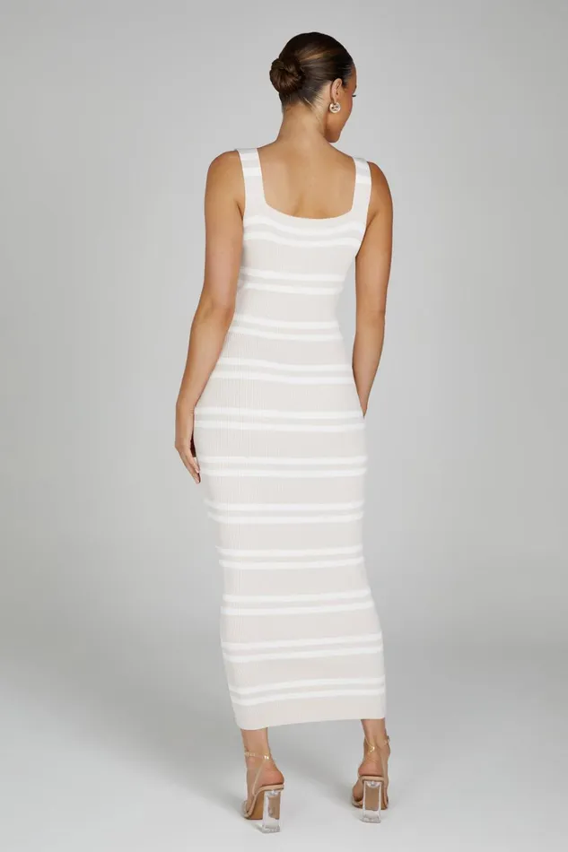Dresses Women Meshki Henrietta Stripe Knit Maxi Dress 8211 NudeWhite