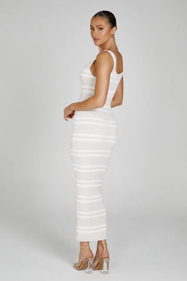 Dresses Women Meshki Henrietta Stripe Knit Maxi Dress 8211 NudeWhite