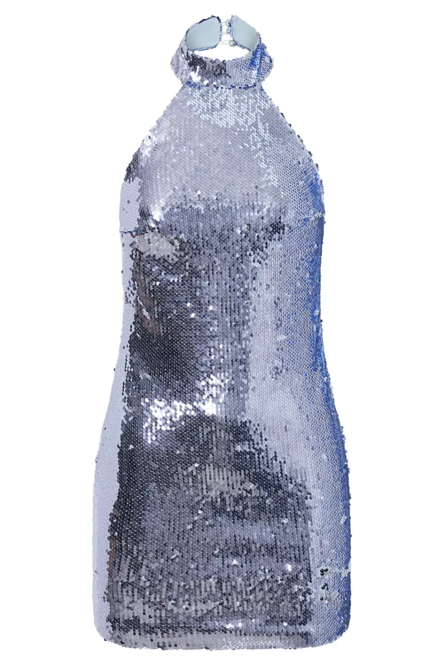 Dresses Women Meshki Jayne Sequin Halter Mini Dress 8211 Silver