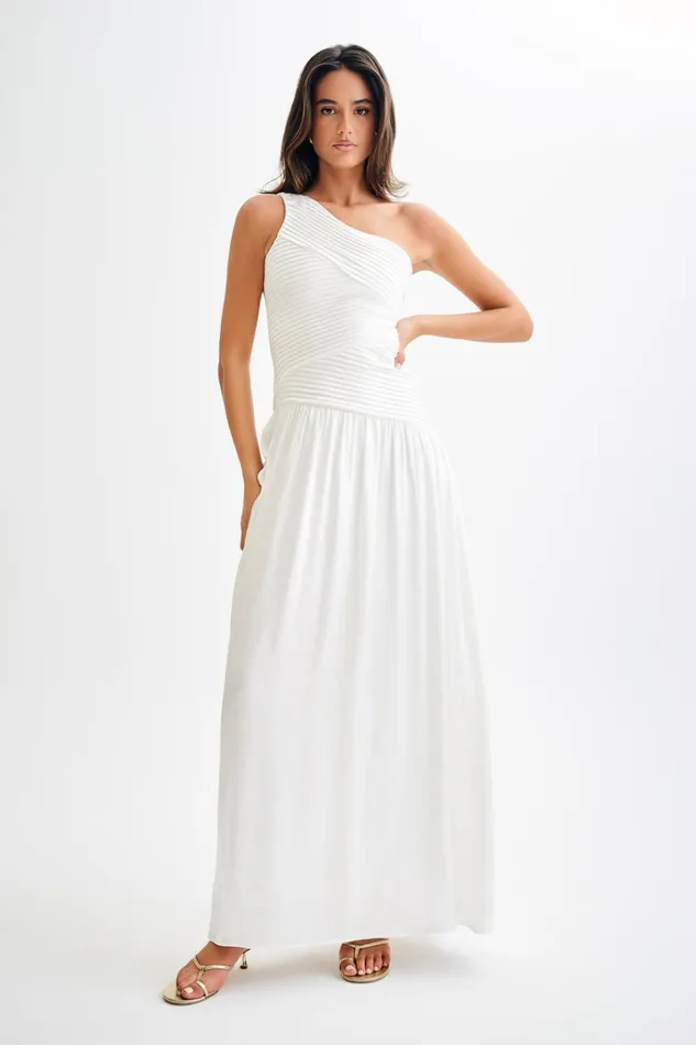 Dresses Women Meshki Jenna One Shoulder Pleated Maxi Dress 8211 Ivory