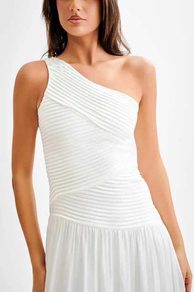 Dresses Women Meshki Jenna One Shoulder Pleated Maxi Dress 8211 Ivory