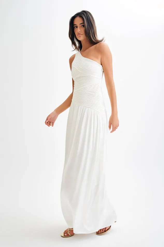 Dresses Women Meshki Jenna One Shoulder Pleated Maxi Dress 8211 Ivory