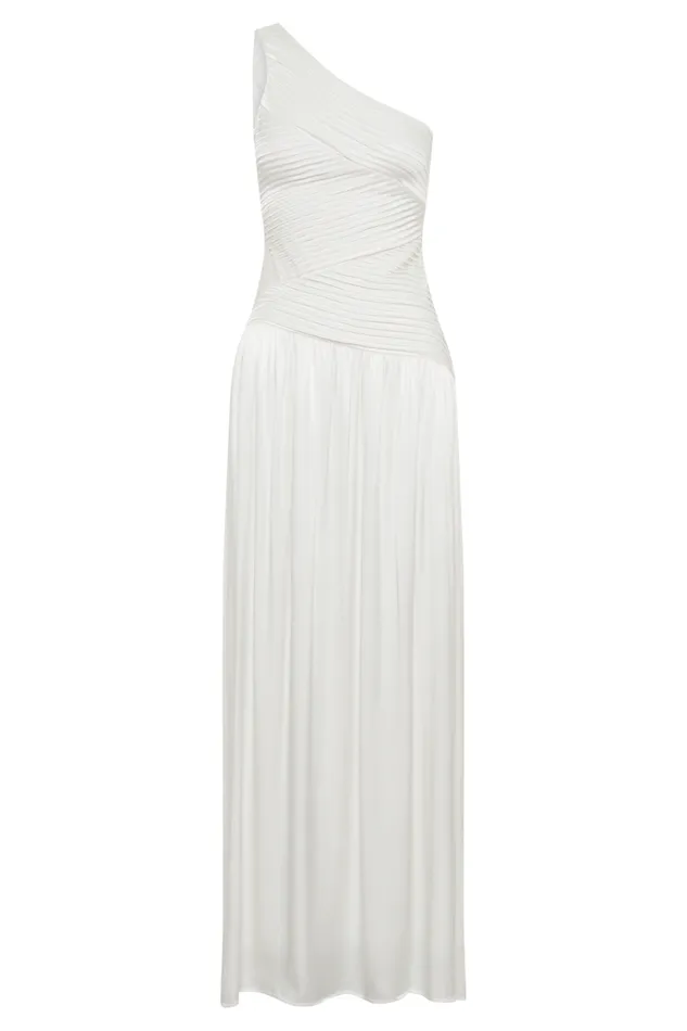 Dresses Women Meshki Jenna One Shoulder Pleated Maxi Dress 8211 Ivory