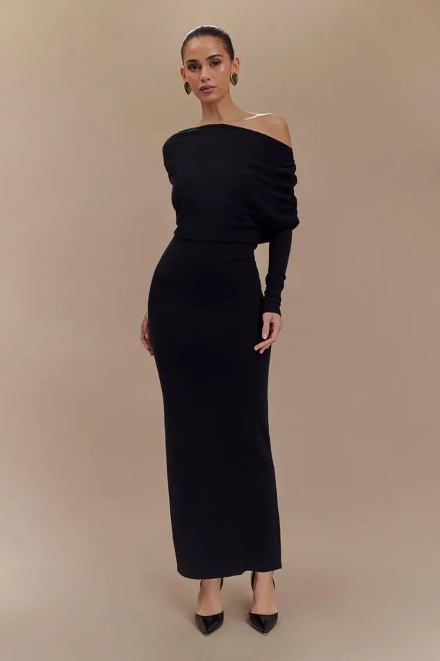 Dresses Women Meshki Jessie Cowl Neck Knit Midi Dress 8211 Black