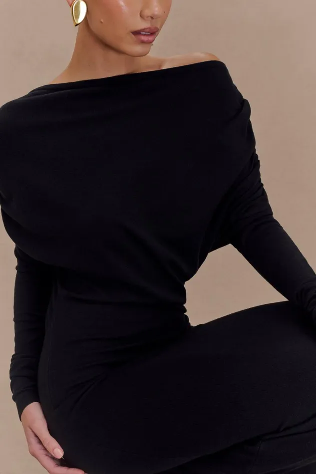 Dresses Women Meshki Jessie Cowl Neck Knit Midi Dress 8211 Black