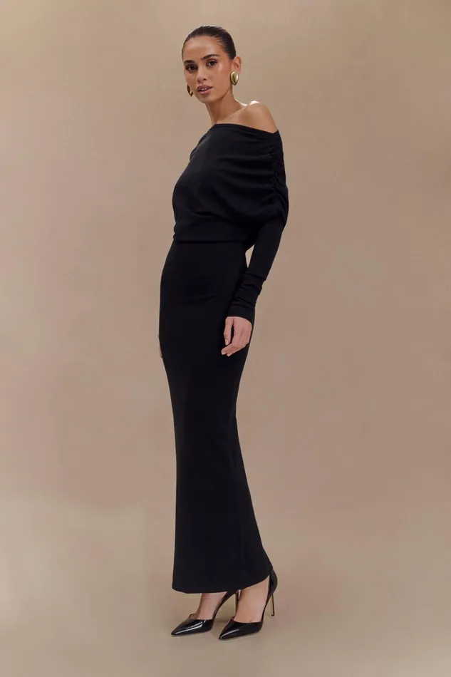 Dresses Women Meshki Jessie Cowl Neck Knit Midi Dress 8211 Black