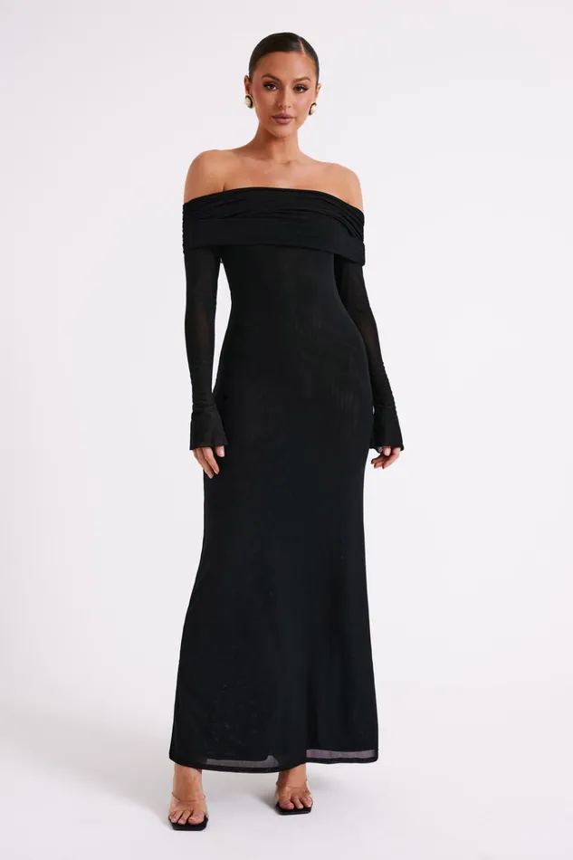 Dresses Women Meshki Josie Off Shoulder Mesh Maxi Dress 8211 Black