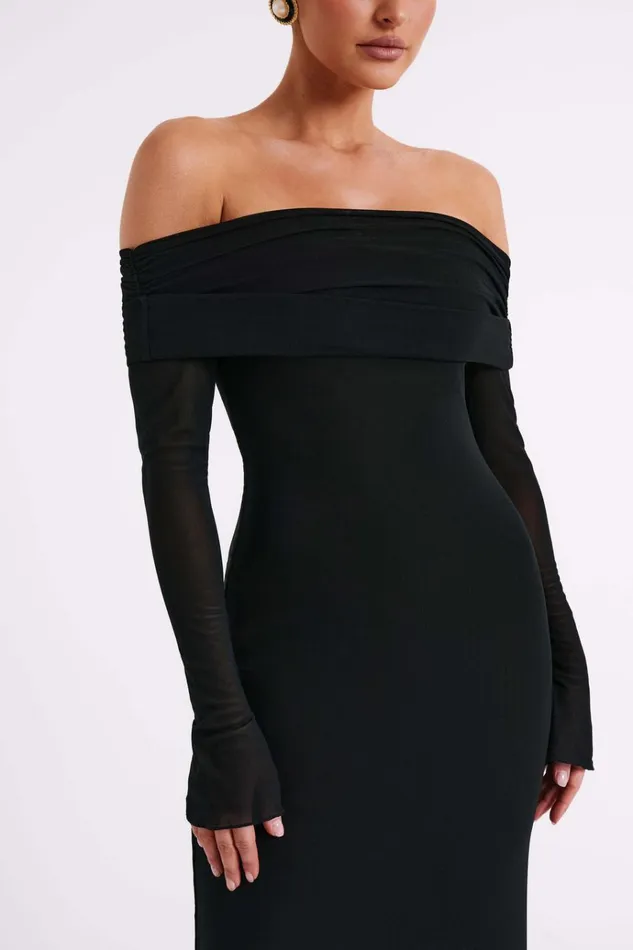 Dresses Women Meshki Josie Off Shoulder Mesh Maxi Dress 8211 Black