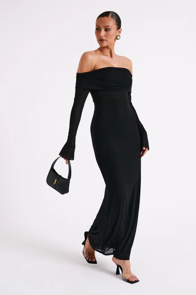 Dresses Women Meshki Josie Off Shoulder Mesh Maxi Dress 8211 Black